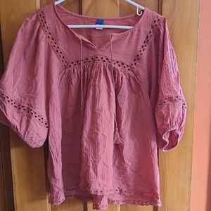 Women's Pink Peasant Blouse